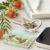 Vier kleine Igel auf der blühenden Wiese Schlüsselanhänger (Vorderseite rechts)