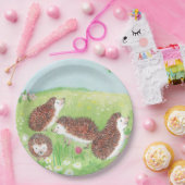 Vier kleine Igel auf der Wiese Pappteller (Party)