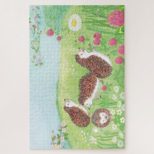 Vier kleine Igel auf der Wiese Puzzle (Vertikal)