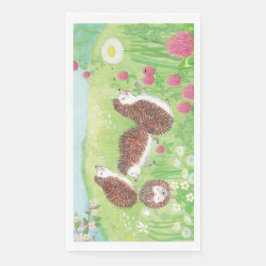 Vier kleine Igel auf der Wiese Serviette