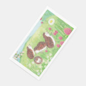 Vier kleine Igel auf der Wiese Serviette (Ecke)