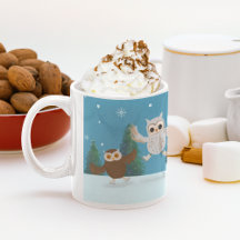 Vier kleine Owls gehen Ice-Skaten