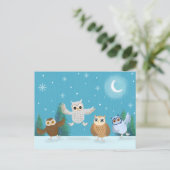 Vier kleine Owls gehen Ice-Skaten Postkarte (Stehend Vorderseite)