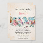 Vier kleine Vögel Einladung (Vorne/Hinten)