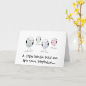 Vier kleine Vögel Karte (Gelbe Blume)