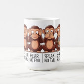 Vier kluge Affen: Eine moderne Drehung Kaffeetasse (Mittel)