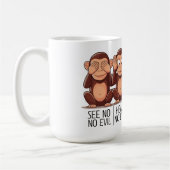 Vier kluge Affen: Eine moderne Drehung Kaffeetasse (Links)