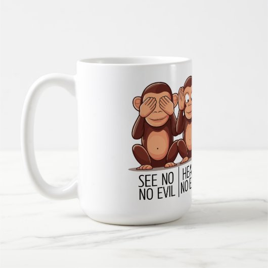 Vier kluge Affen: Eine moderne Drehung Kaffeetasse (Links)
