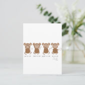 vier kluge Affen Postkarte (Stehend Vorderseite)