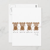 vier kluge Affen Postkarte (Vorne/Hinten)