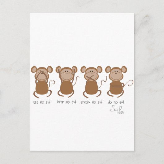vier kluge Affen Postkarte (Vorderseite)
