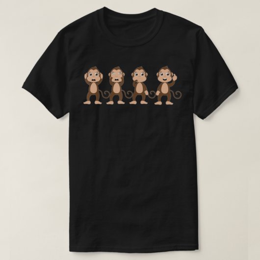 Vier kluge Affen T-Shirt (Design vorne)