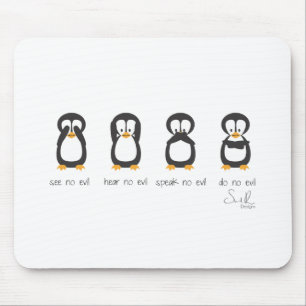 vier kluge Pinguine Mousepad