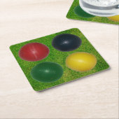 Vier Kroketten, vier Farben, Grashintergrund Rechteckiger Pappuntersetzer (angewinkelt)