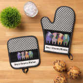 Vier-Kühen-Design Ofenhandschuh & Topflappen-Set (Oben Unten)