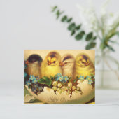 Vier Küken in einer Eierpostkarte Postkarte (Stehend Vorderseite)