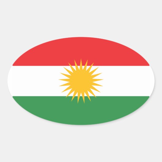 VIER kurdische Flagge Ovaler Aufkleber (Vorderseite)