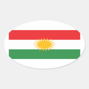 VIER kurdische Flagge Ovaler Aufkleber