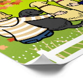 Vier Labradoren und Eltern im Herbst Poster (Ecke)