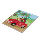 Vier Labradoren und Red Truck Family Fliese (Seite)