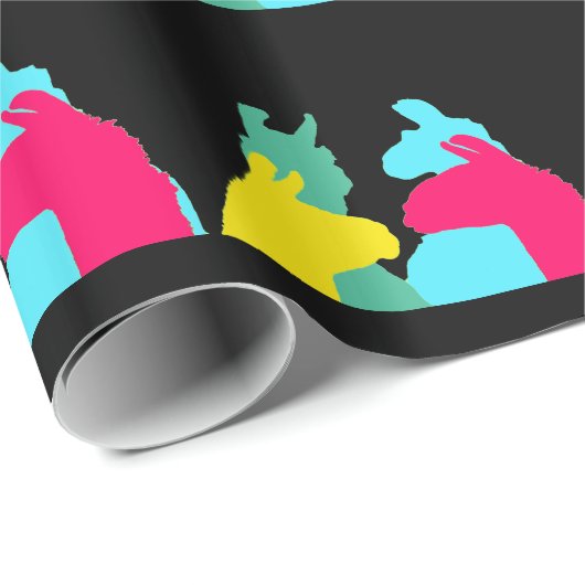 Vier Lamas in vier Lama-Farben - eine mutige Geschenkpapier (Rolleneckpunkt)