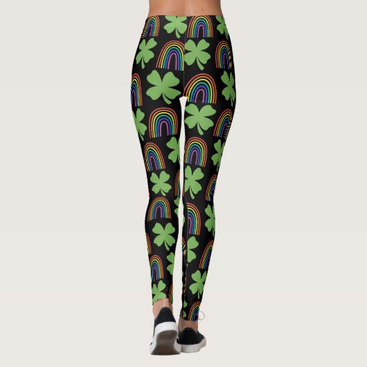 Vier leaf Clovers and Rainbows Pattern Leggings (Rückseite)