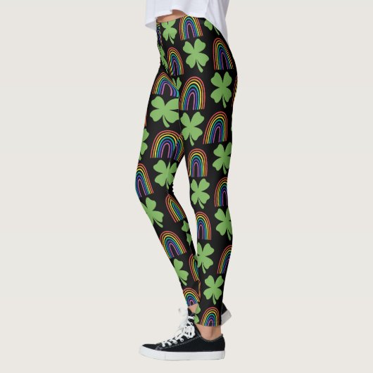 Vier leaf Clovers and Rainbows Pattern Leggings (Links)