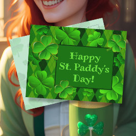 Vier Leaf Clovers Happy St Paddys Day Postkarte