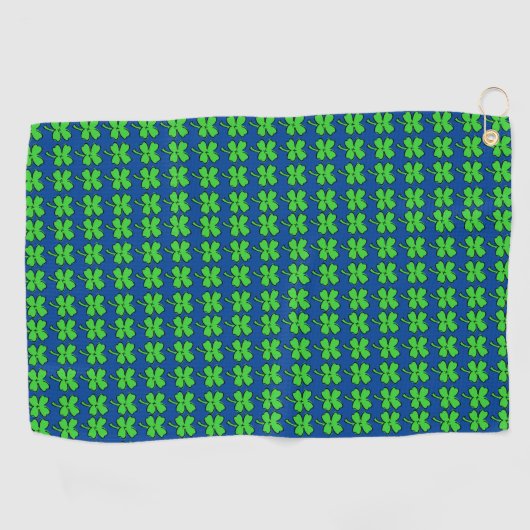 Vier Leaf Clovers St. Patrick's Day Lucky Blue Golfhandtuch (Horizontal)