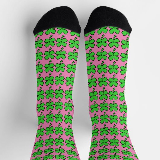 Vier Leaf Clovers St. Patrick's Day Lucky Pink Socken (Oben)