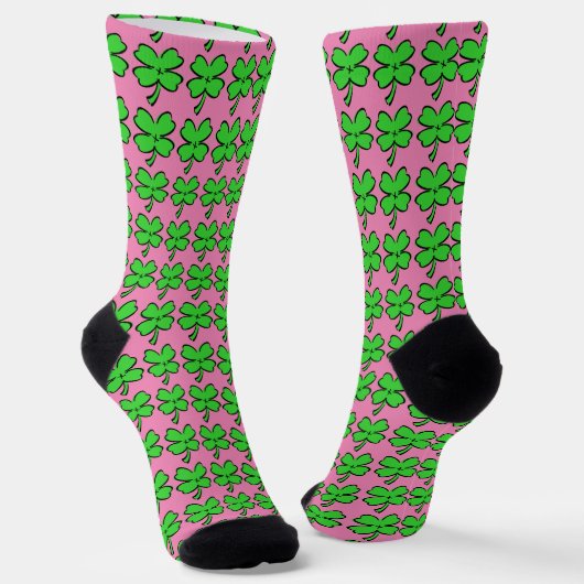 Vier Leaf Clovers St. Patrick's Day Lucky Pink Socken (Gewinkelt)