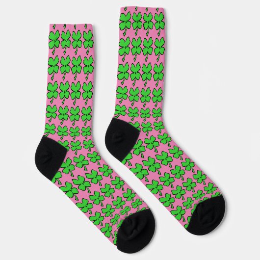 Vier Leaf Clovers St. Patrick's Day Lucky Pink Socken (Rechts)
