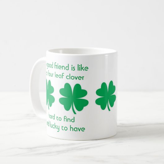 Vier Leaf Clovers und Tasse der besten Freunde (Vorderseite Links)