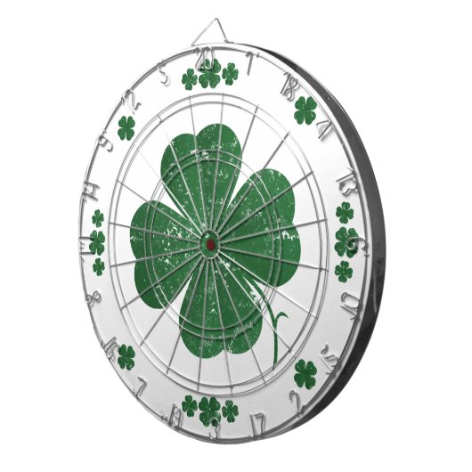 Vier Leaf Clovers - Vintager Stil Dartscheibe (Vorderseite rechts)