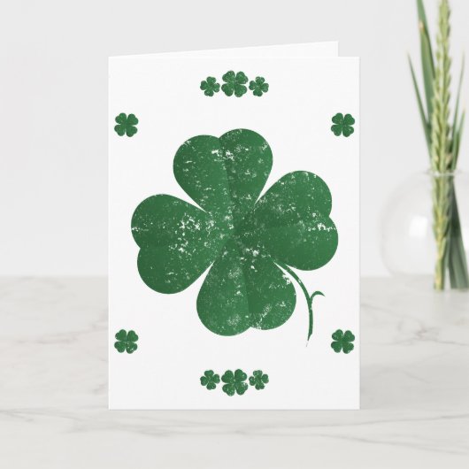 Vier Leaf Clovers - Vintager Stil Karte (Vorderseite)