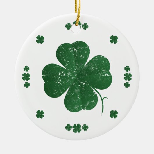 Vier Leaf Clovers - Vintager Stil Keramikornament (Vorne)