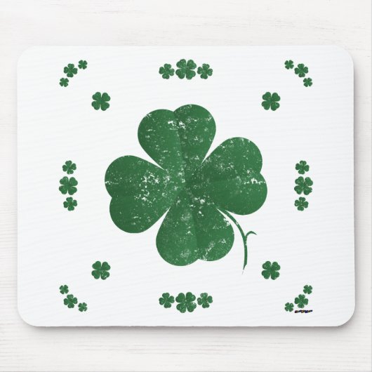 Vier Leaf Clovers - Vintager Stil Mousepad (Vorne)