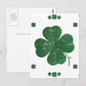 Vier Leaf Clovers - Vintager Stil Postkarte (Vorne/Hinten)