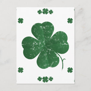 Vier Leaf Clovers - Vintager Stil Postkarte
