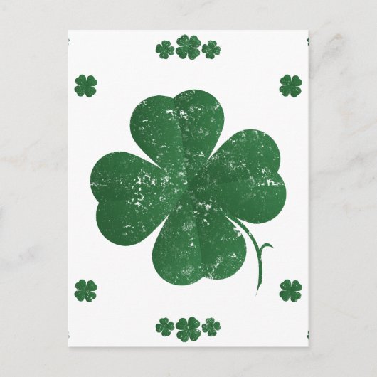 Vier Leaf Clovers - Vintager Stil Postkarte (Vorderseite)