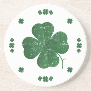 Vier Leaf Clovers - Vintager Stil Sandstein Untersetzer