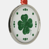Vier Leaf Clovers - Vintager Stil Silbernes Ornament (Rechts)