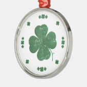 Vier Leaf Clovers - Vintager Stil Silbernes Ornament (Links)