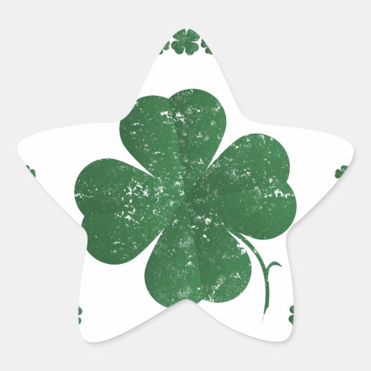 Vier Leaf Clovers - Vintager Stil Stern-Aufkleber (Vorderseite)