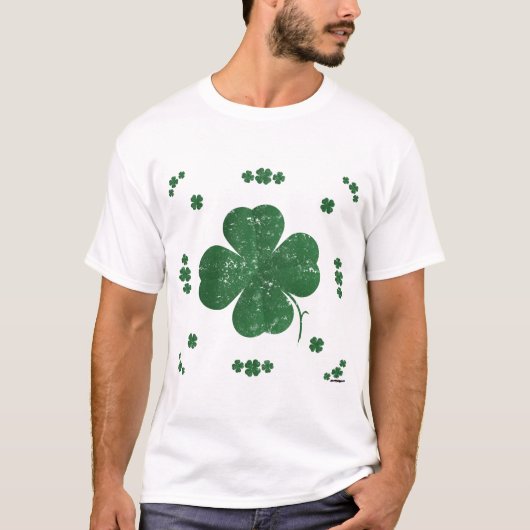 Vier Leaf Clovers - Vintager Stil T-Shirt (Vorderseite)