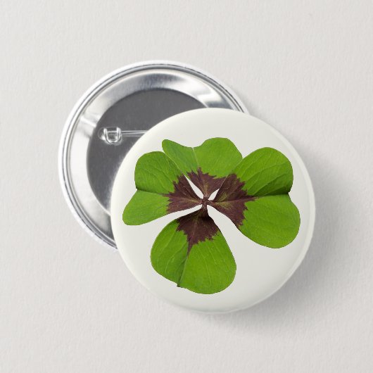 Vier Leaf Lucky Clover St Patricks Day Viel Glück Button (Vorne & Hinten)