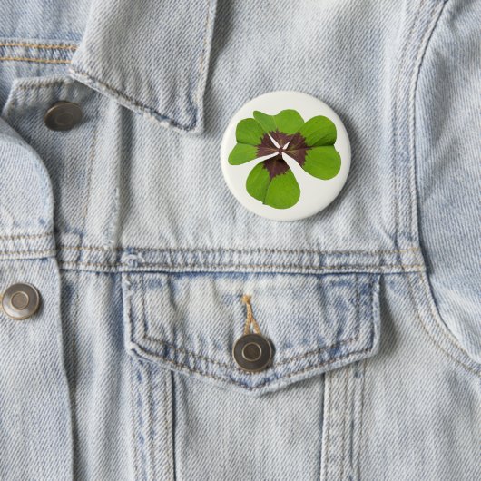Vier Leaf Lucky Clover St Patricks Day Viel Glück Button (Beispiel)