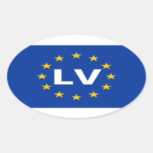 VIER Lettland "LV" europäische Ovaler Aufkleber