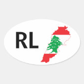 VIER Libanon Flag Map Ovaler Aufkleber (Vorderseite)