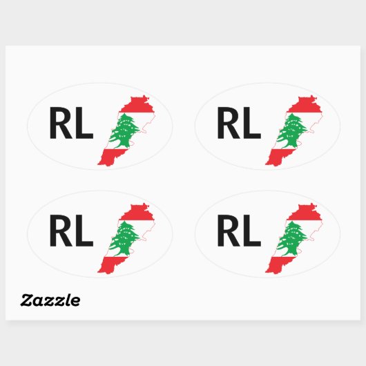 VIER Libanon Flag Map Ovaler Aufkleber (Blatt)